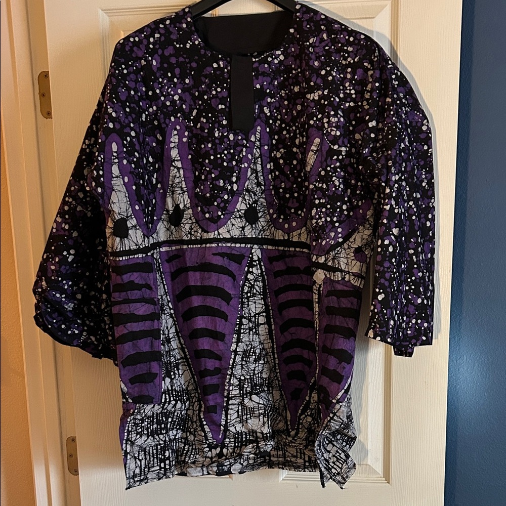 Vibrant Purple and Black Artistic Top